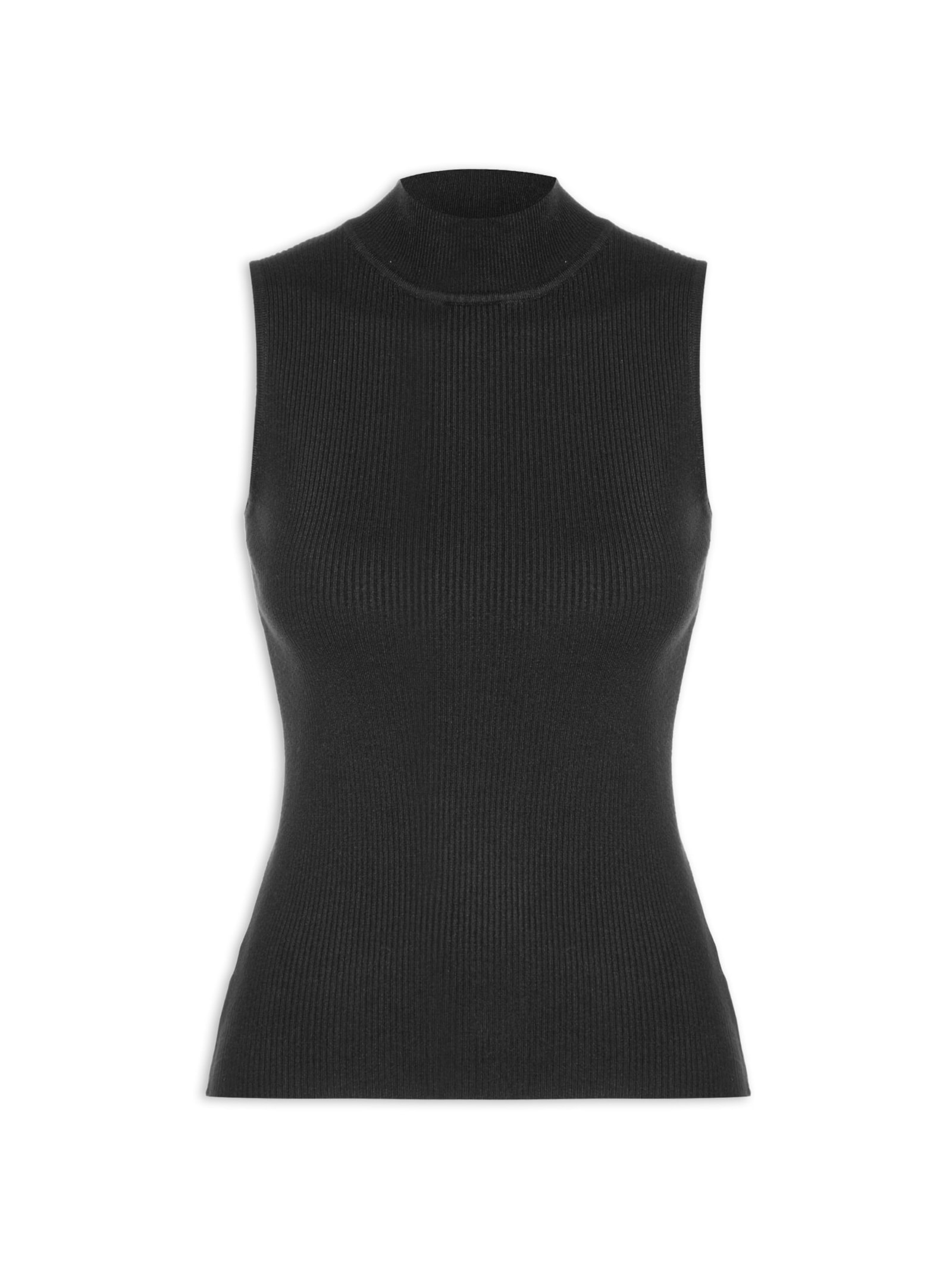 Blusa Feminina Gola Alta Em Tricot Preto '2Essential