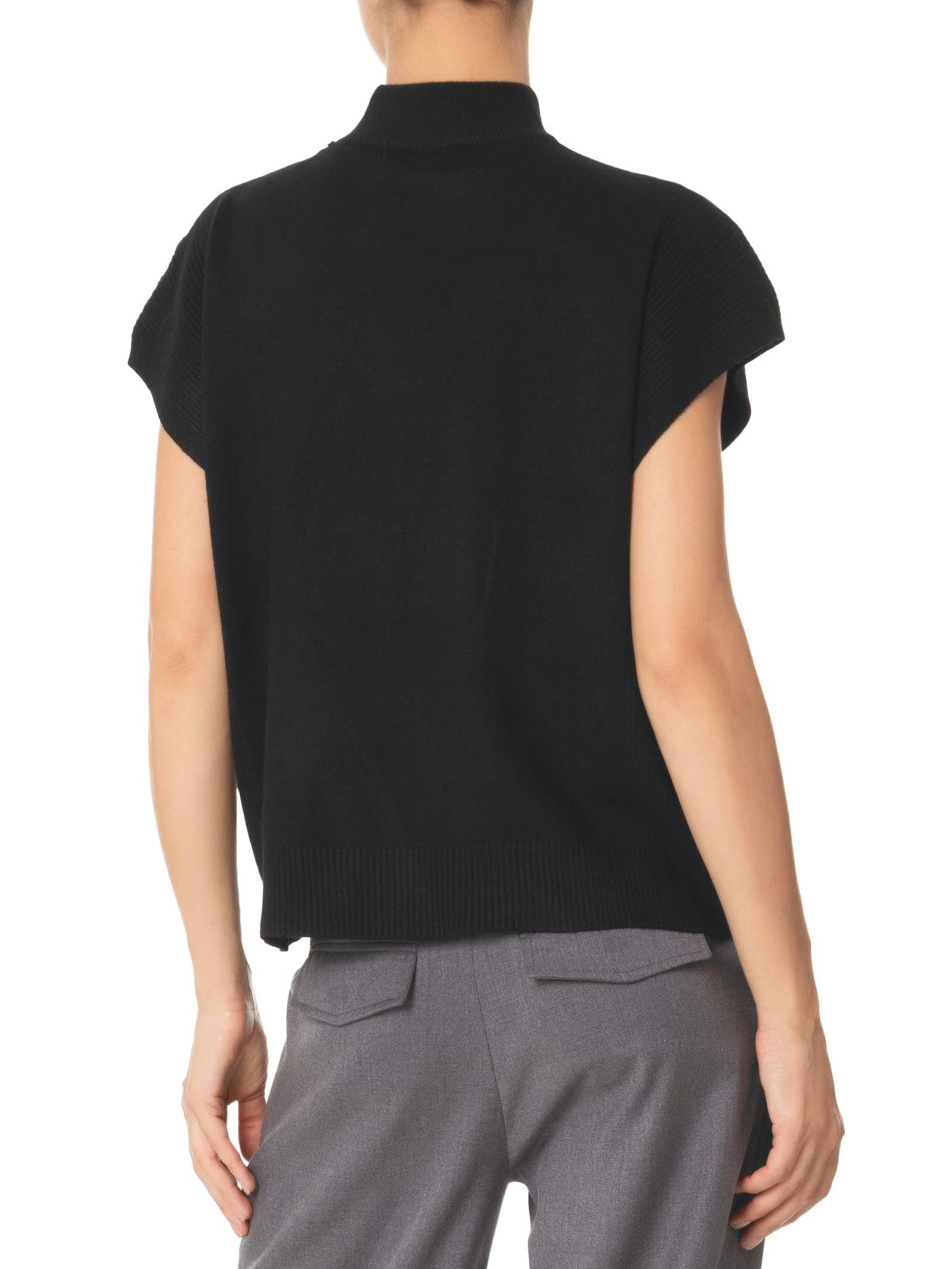 Blusa Feminina Gola Alta Em Tricot Preto '2Essential