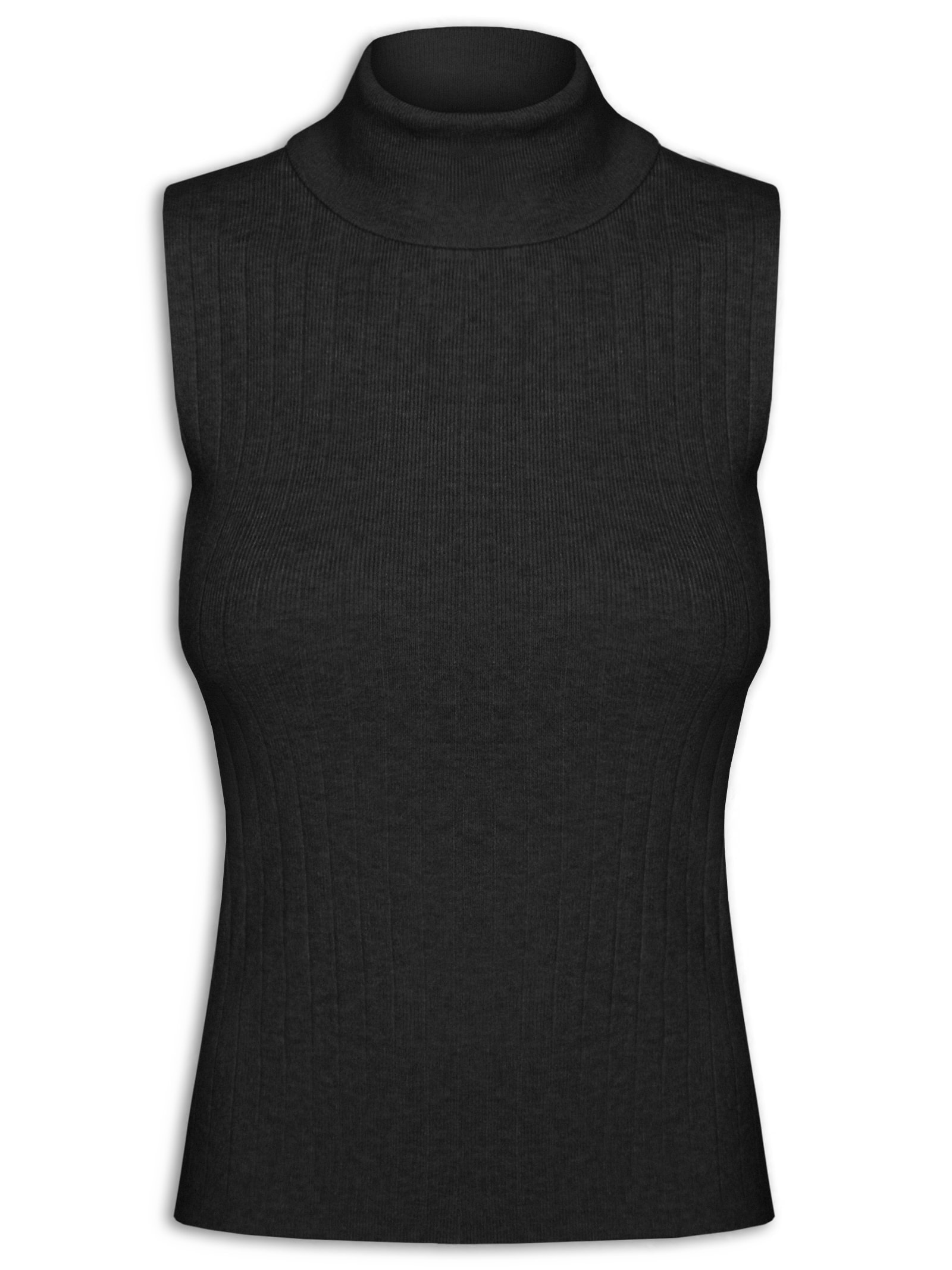 Blusa Feminina Gola Alta Em Tricot Preto '2Essential