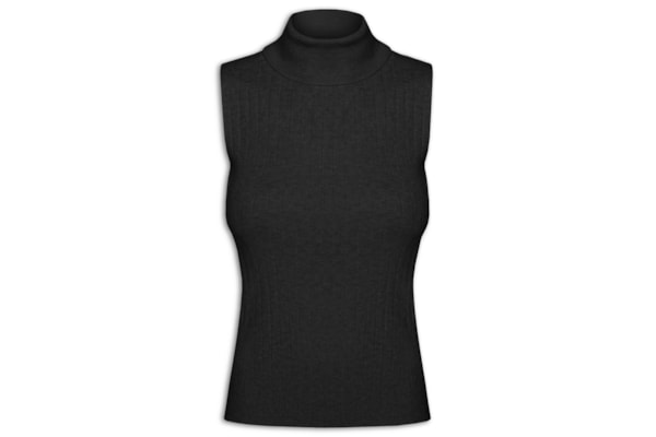 Blusa Feminina Gola Alta Em Tricot - Preto