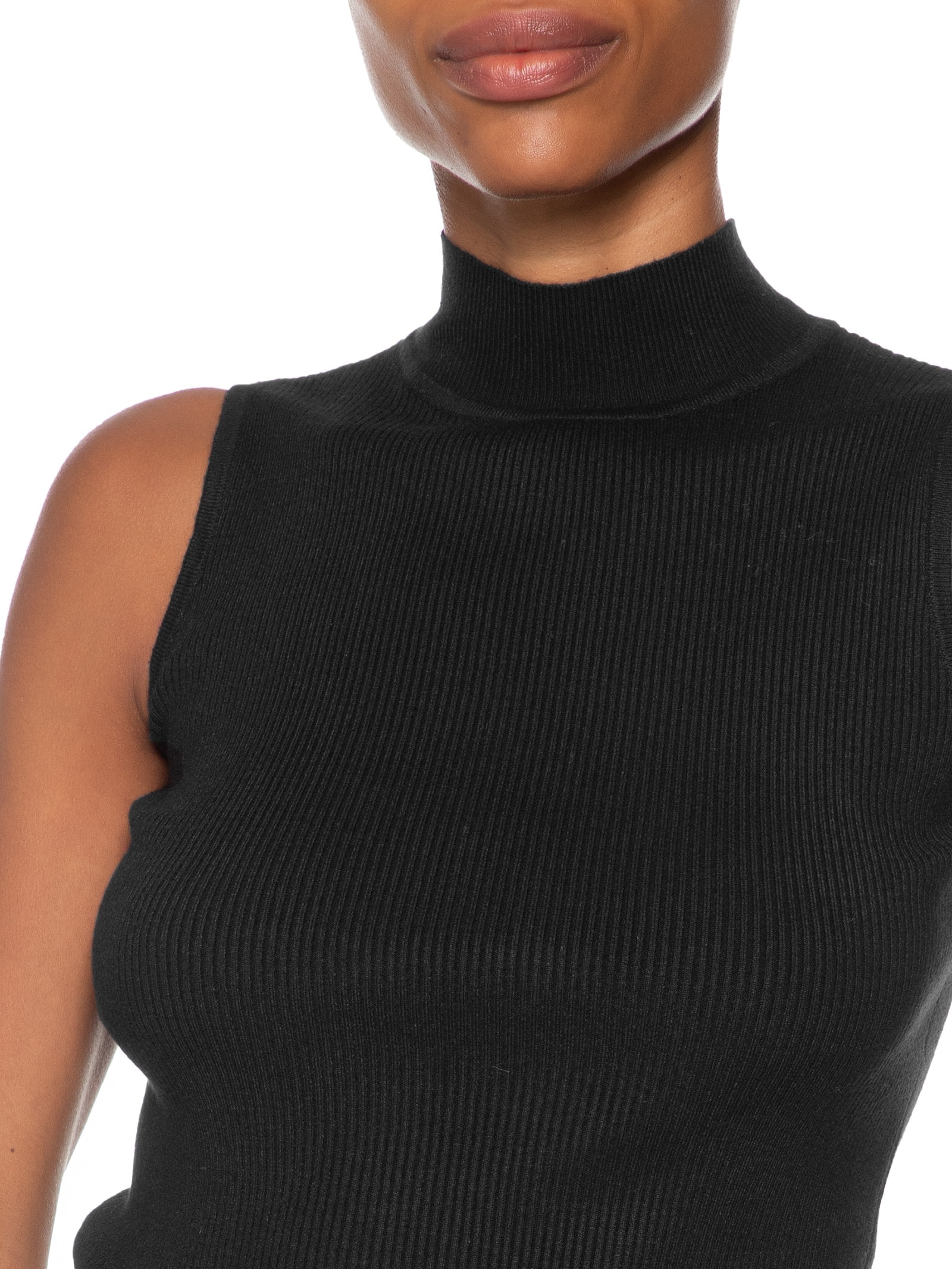 Blusa Feminina Gola Alta Em Tricot Preto '2Essential