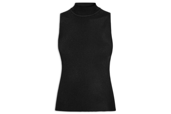 Blusa Feminina Gola Alta Em Tricot - Preto