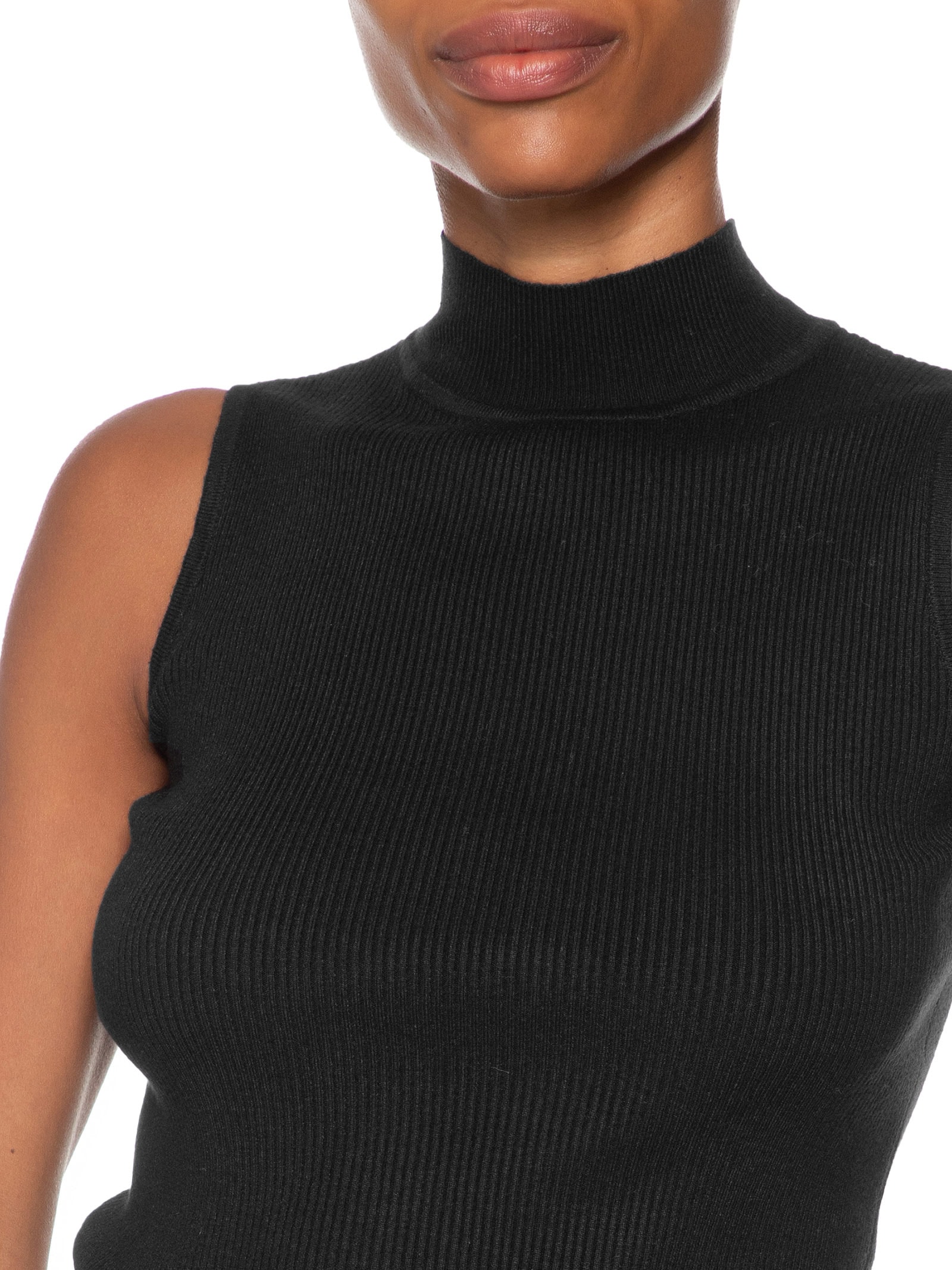 Blusa Feminina Gola Alta Em Tricot Preto '2Essential