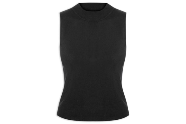 Blusa Feminina Gola Alta Em Tricot - Preto