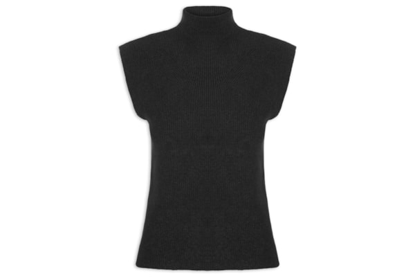 Blusa Feminina Gola Alta Em Tricot - Preto