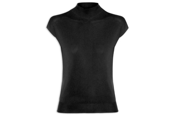 Blusa Feminina Gola Alta Em Tricot - Preto