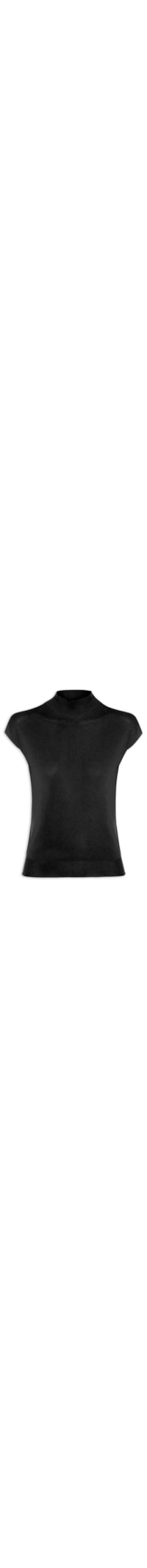 Blusa Feminina Gola Alta Em Tricot - Preto