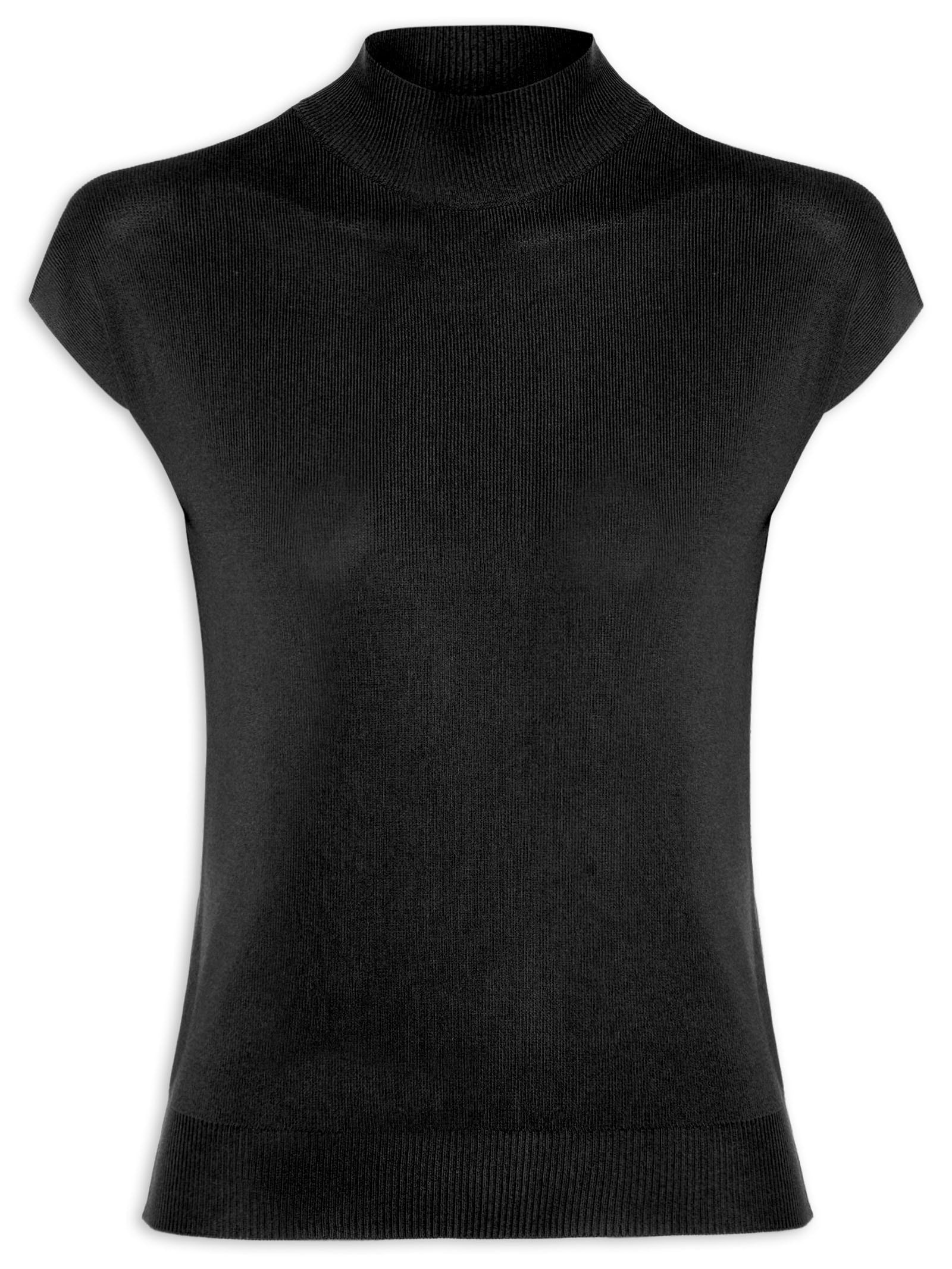 Blusa Feminina Gola Alta Em Tricot Preto '2Essential