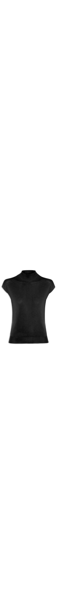 Blusa Feminina Gola Alta Em Tricot - Preto