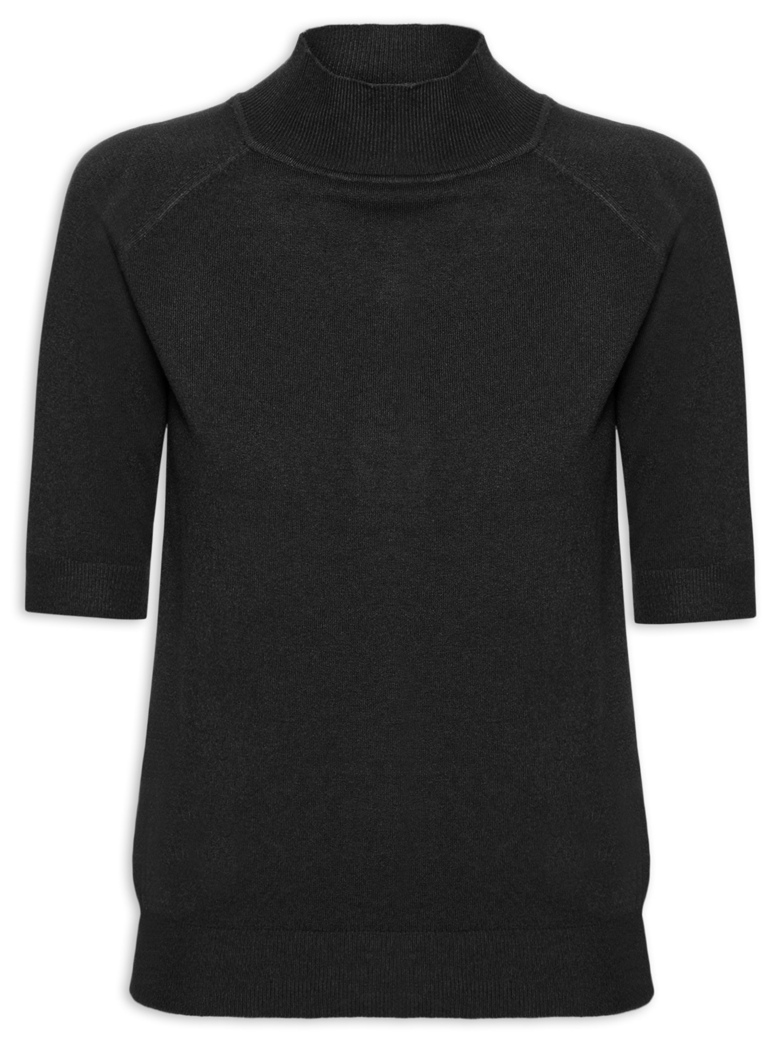 Blusa Feminina Gola Alta Em Tricot Preto '2Essential