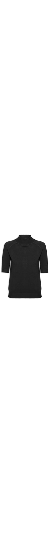 Blusa Feminina Gola Alta Em Tricot - Preto
