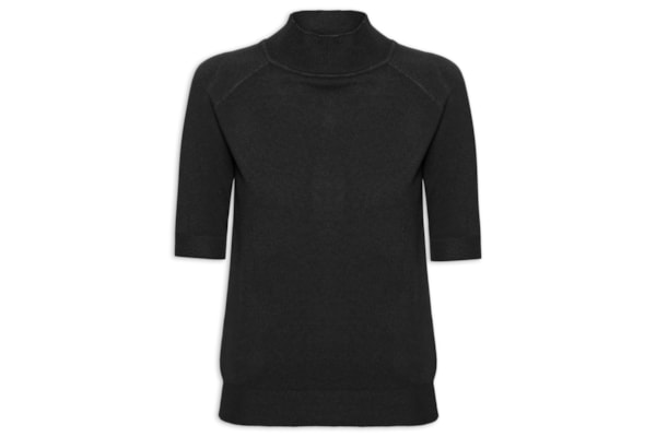 Blusa Feminina Gola Alta Em Tricot - Preto