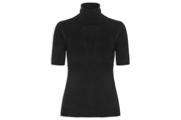 Blusa Feminina Gola Alta Em Tricot - Preto
