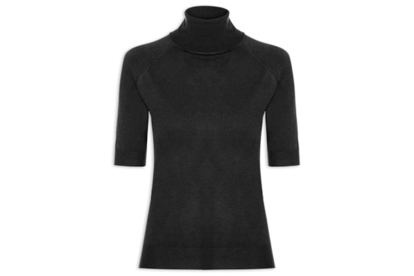 Blusa Feminina Gola Alta Em Tricot - Preto