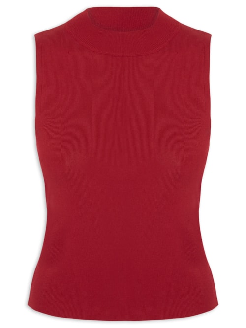 Blusa Feminina Gola Alta Em Tricot – Vermelho