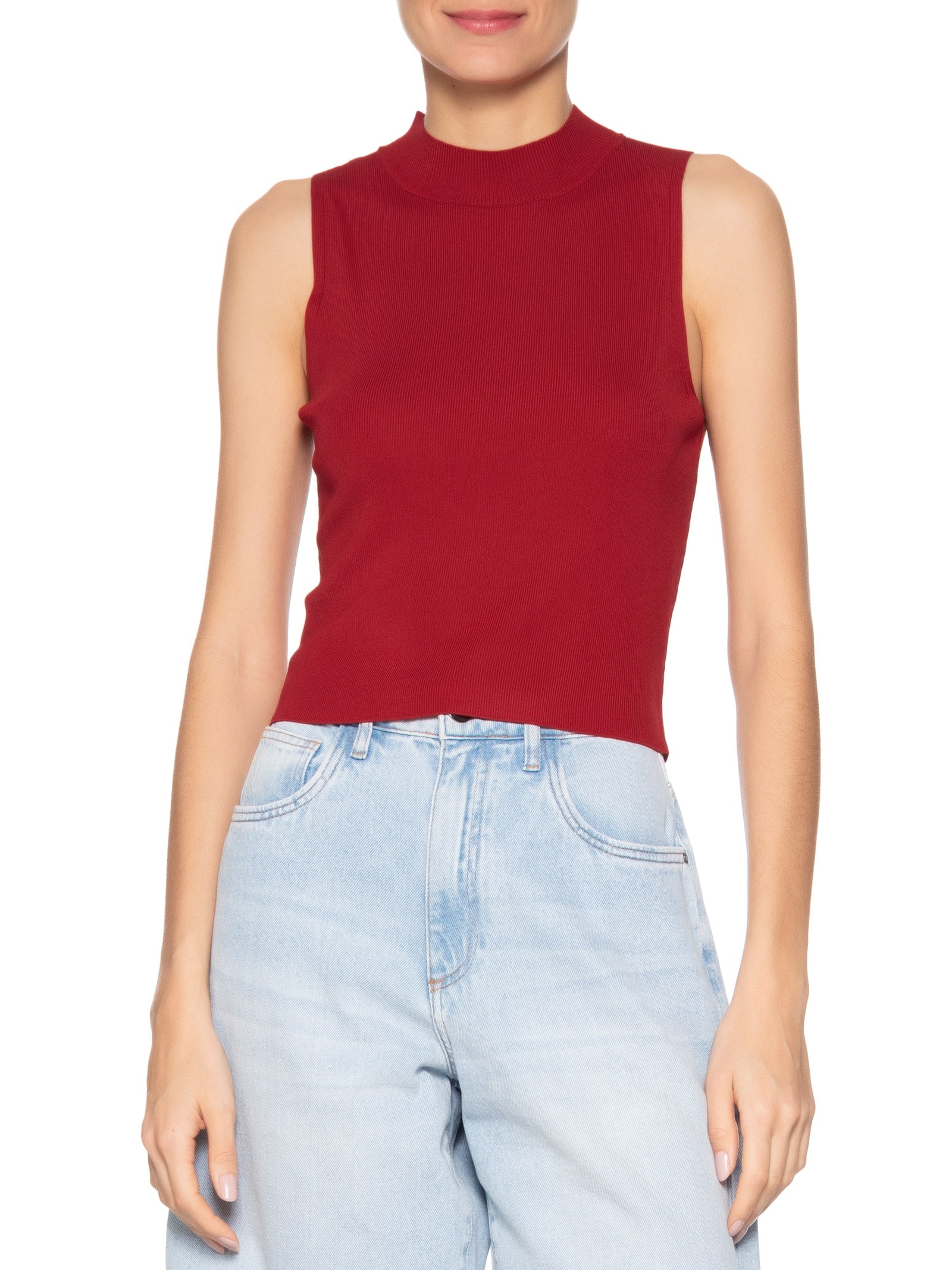 Blusa Feminina Gola Alta Em Tricot Vermelho '2Essential