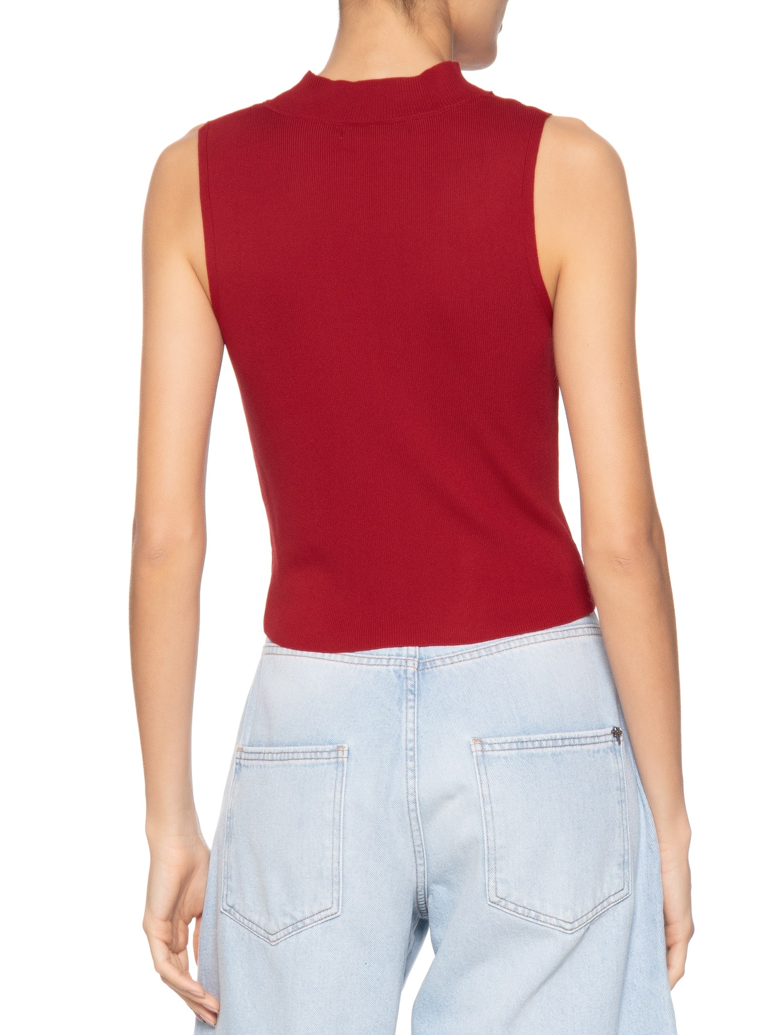 Blusa Feminina Gola Alta Em Tricot Vermelho '2Essential
