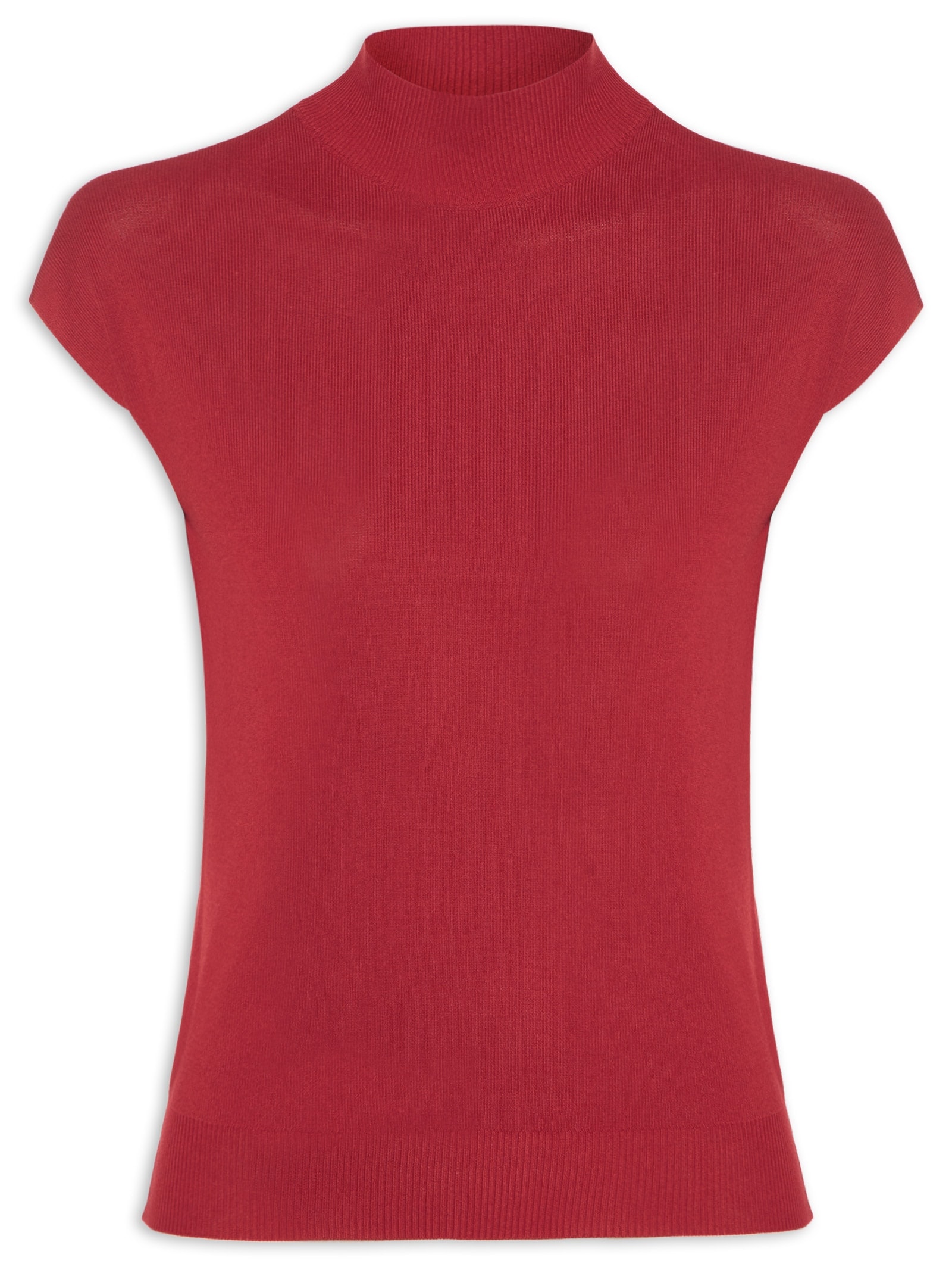 Blusa Feminina Gola Alta Em Tricot Vermelho '2Essential