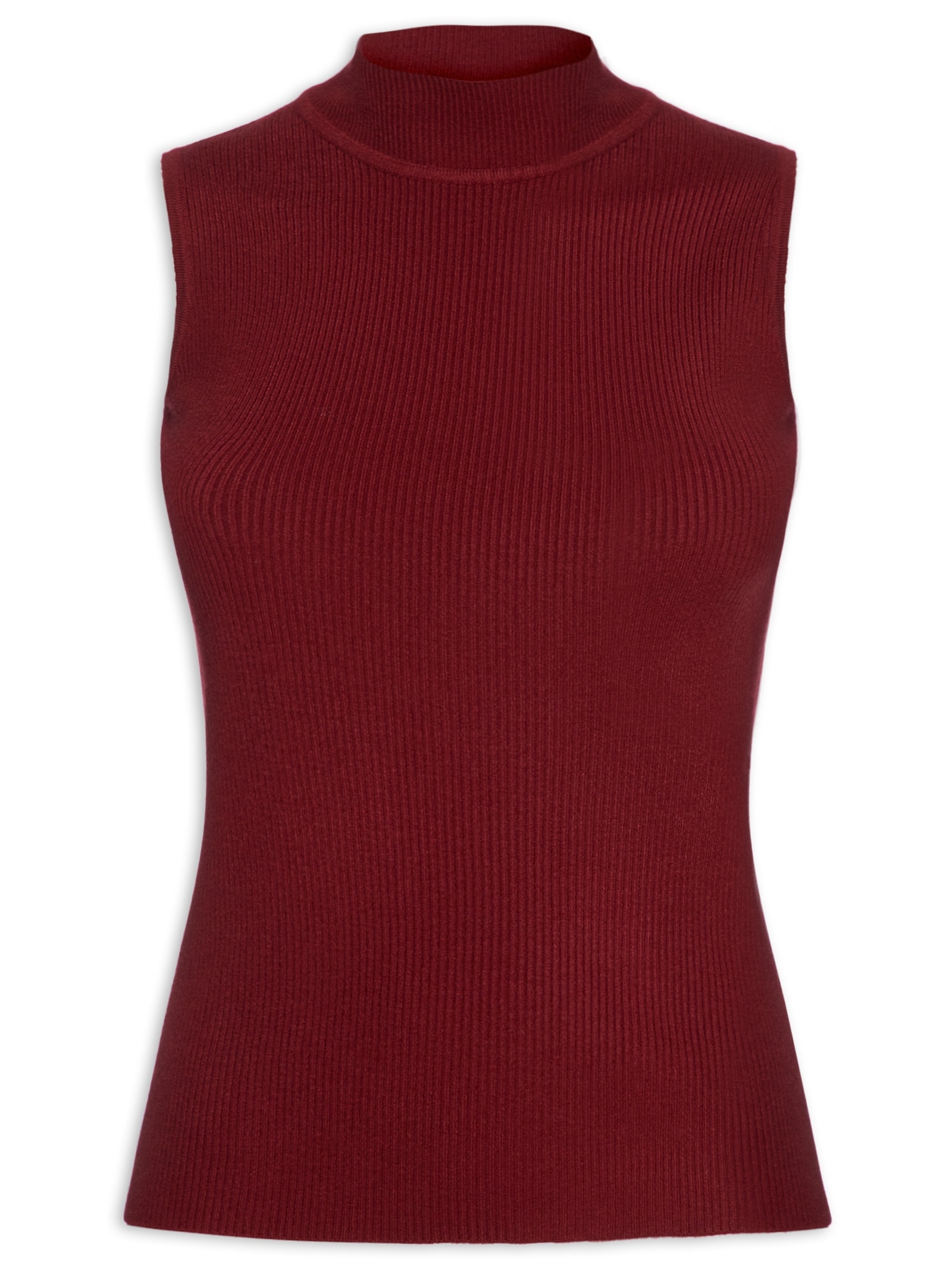 Blusa Feminina Gola Alta Em Tricot Vinho '2Essential