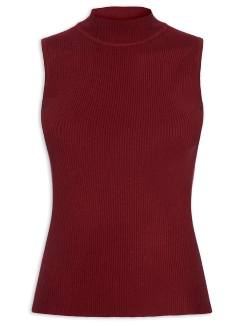 Blusa Feminina Gola Alta Em Tricot – Vinho