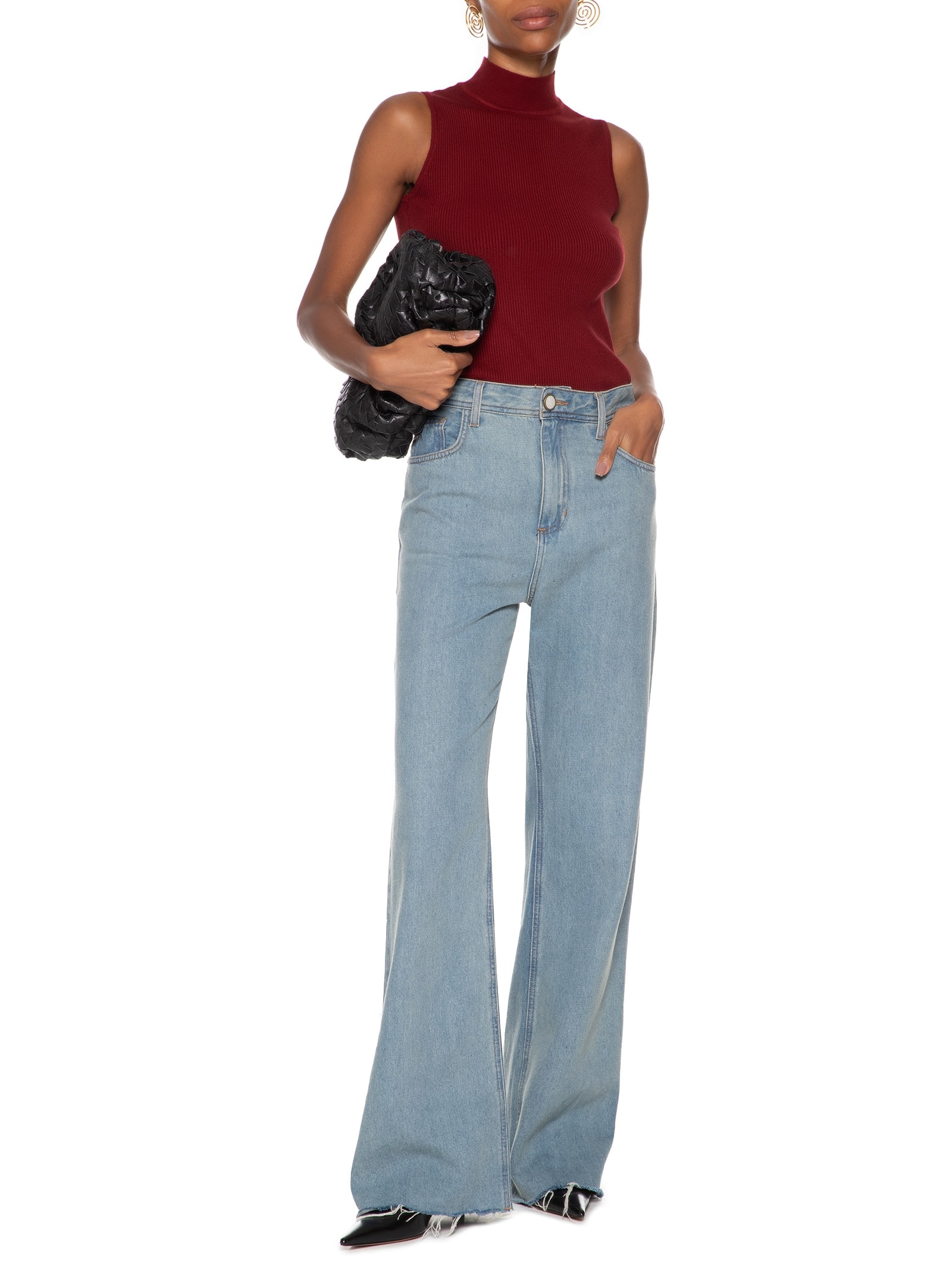 Blusa Feminina Gola Alta Em Tricot Vinho '2Essential