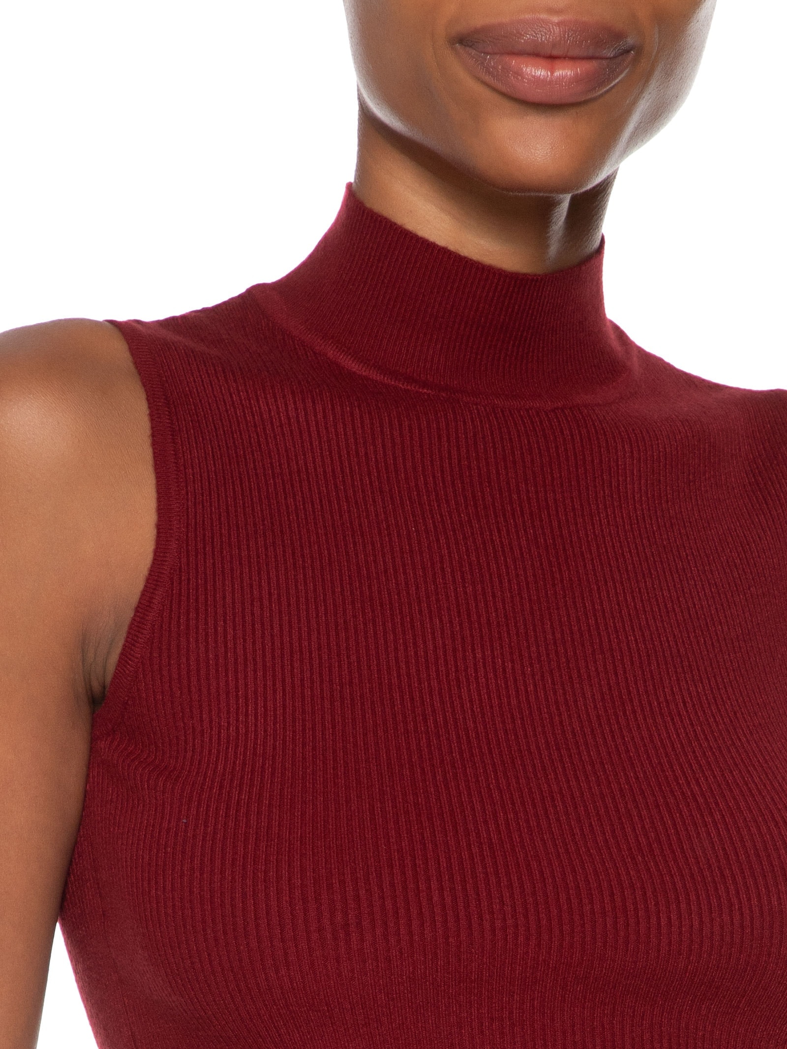 Blusa Feminina Gola Alta Em Tricot Vinho '2Essential