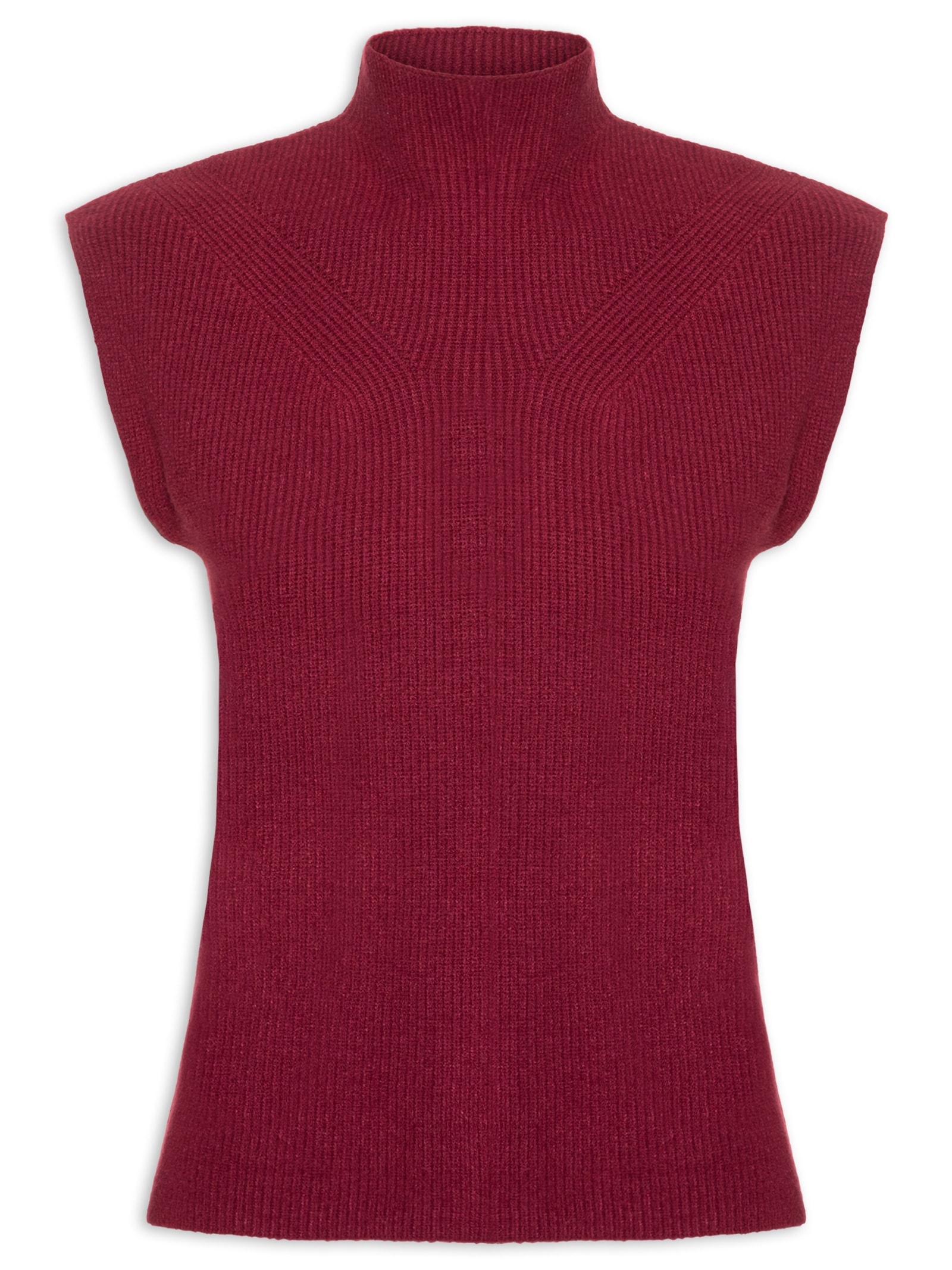 Blusa Feminina Gola Alta Em Tricot Vinho  '2Essential