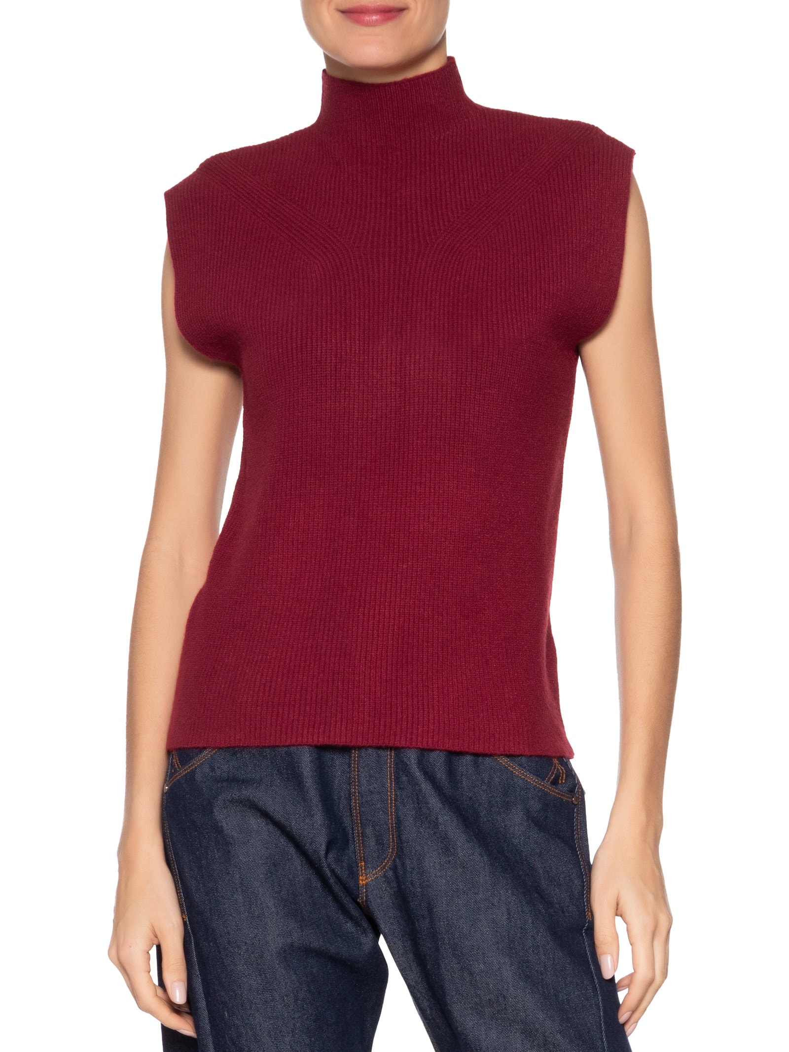Blusa Feminina Gola Alta Em Tricot Vinho  '2Essential