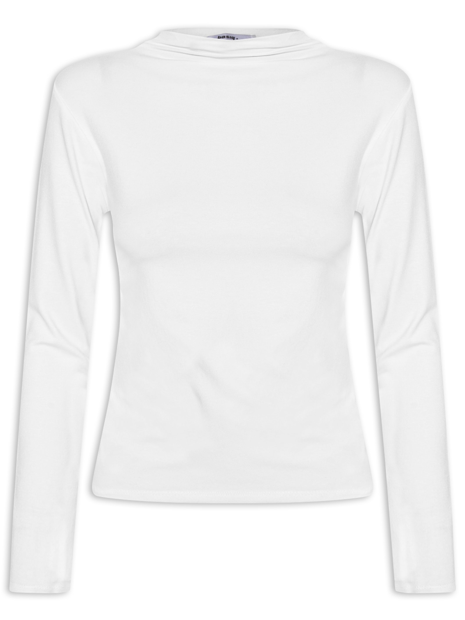 Blusa Feminina Gola Alta Manga Longa Branco Basiq