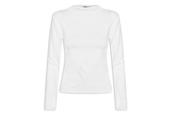 Blusa Feminina Gola Alta Manga Longa - Branco