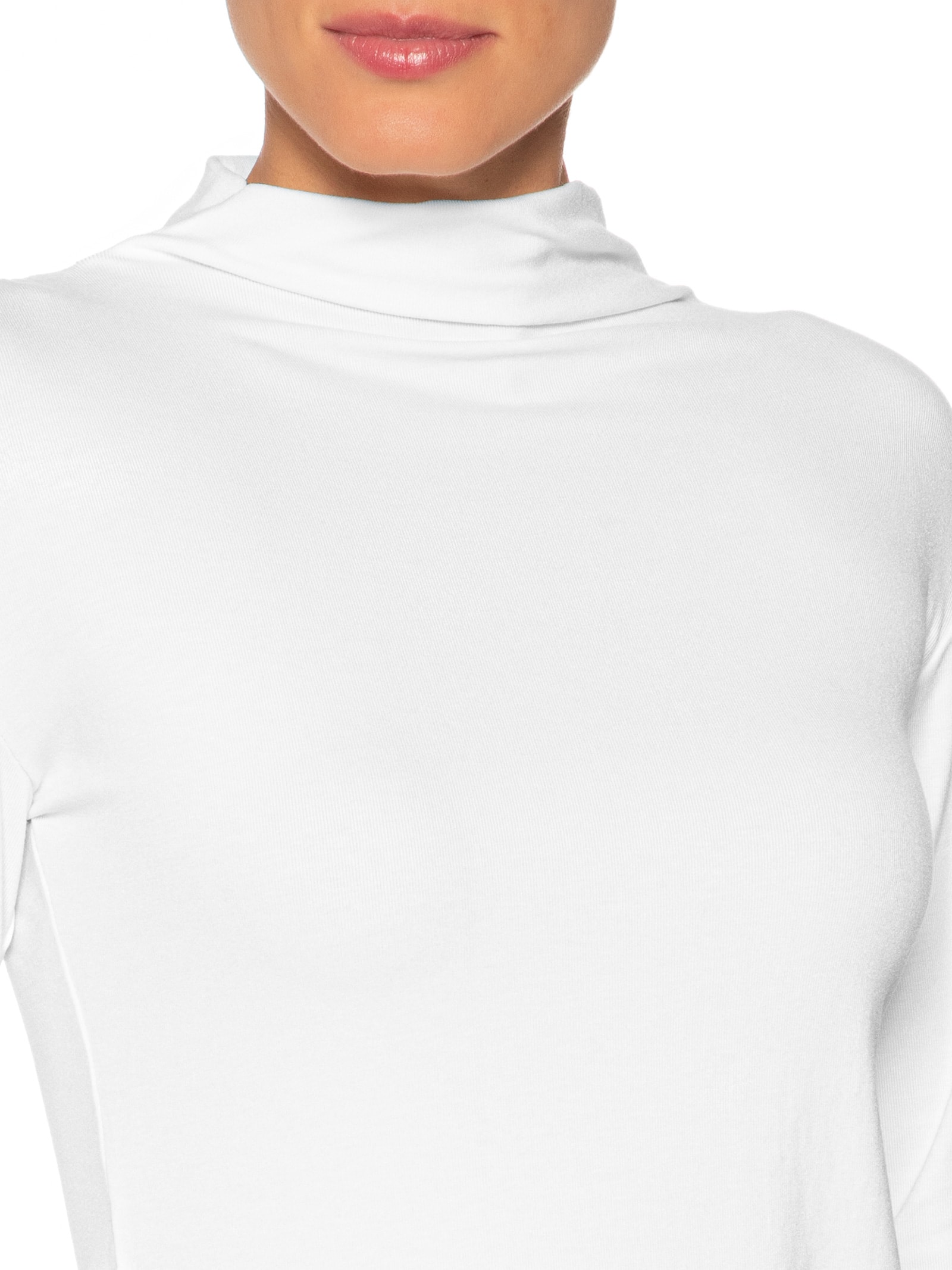 Blusa Feminina Gola Alta Manga Longa Branco Basiq