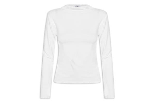 Blusa Feminina Gola Alta Manga Longa - Branco