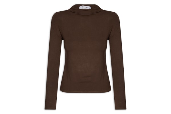 Blusa Feminina Gola Alta Manga Longa - Marrom
