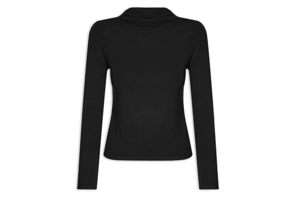 Blusa Feminina Gola Alta Manga Longa - Preto