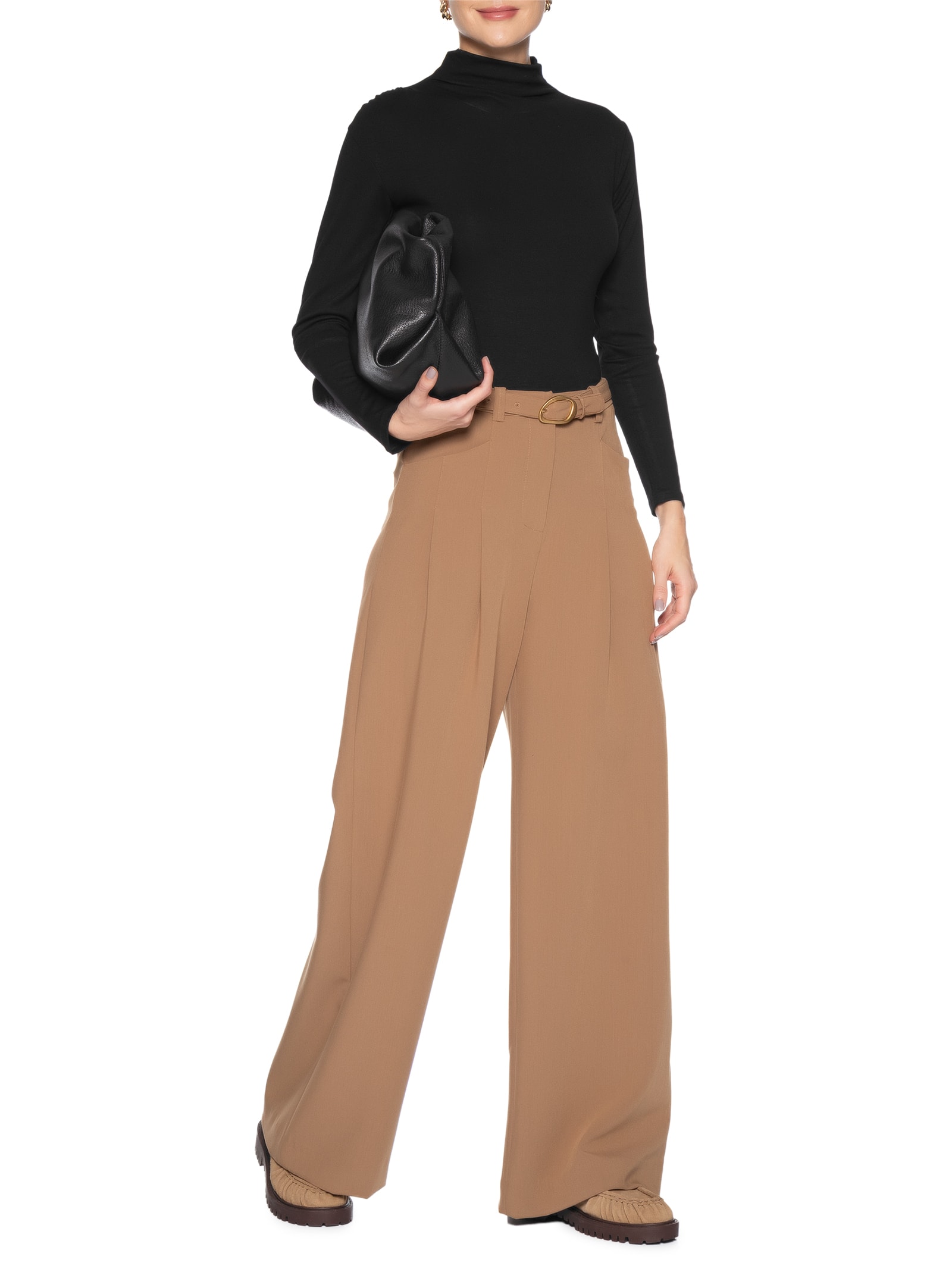 Blusa Feminina Gola Alta Manga Longa Preto Basiq