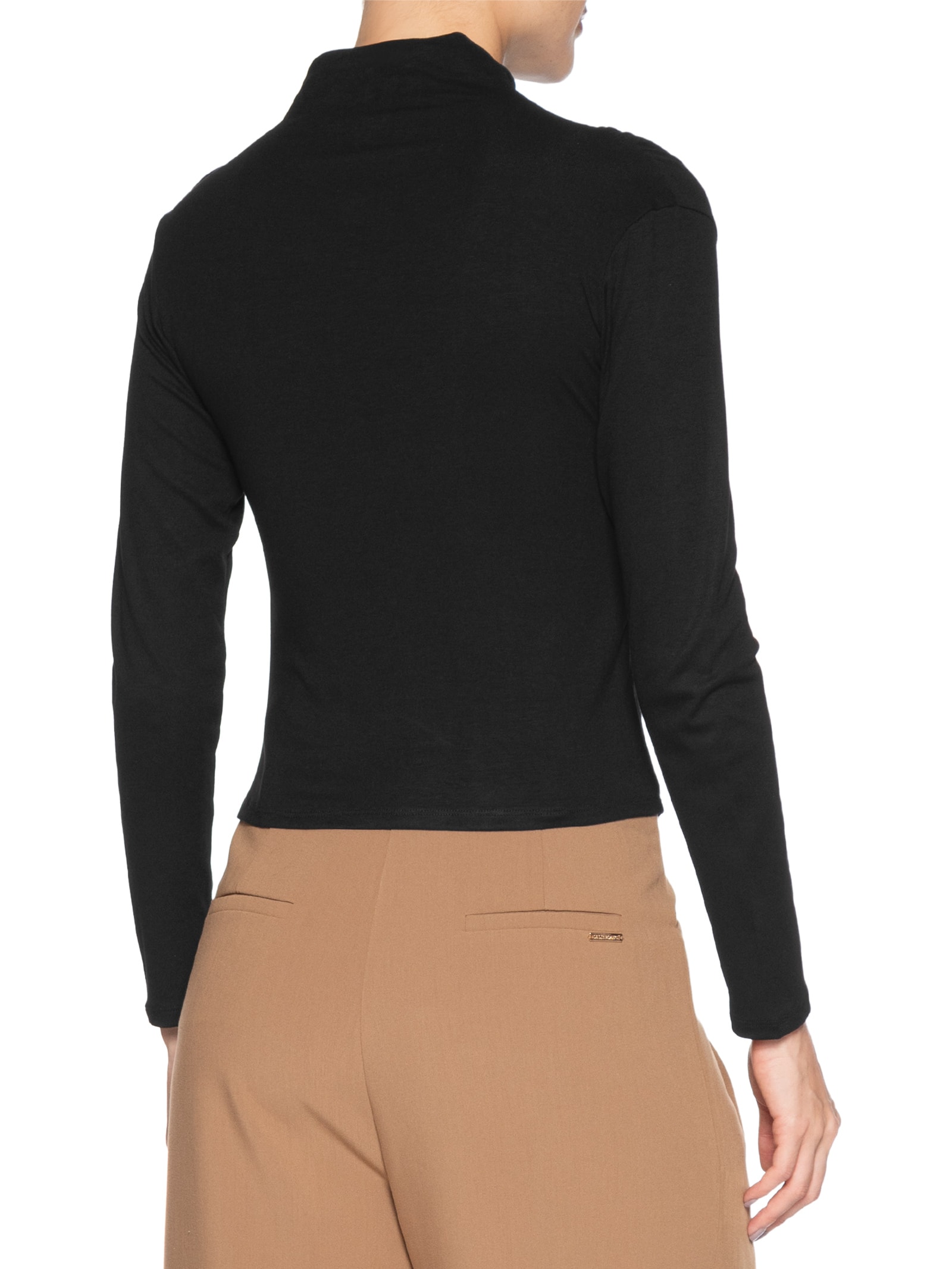 Blusa Feminina Gola Alta Manga Longa Preto Basiq