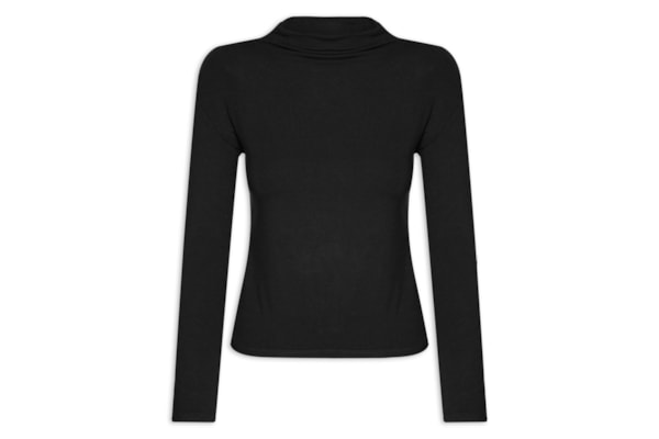 Blusa Feminina Gola Alta Manga Longa - Preto