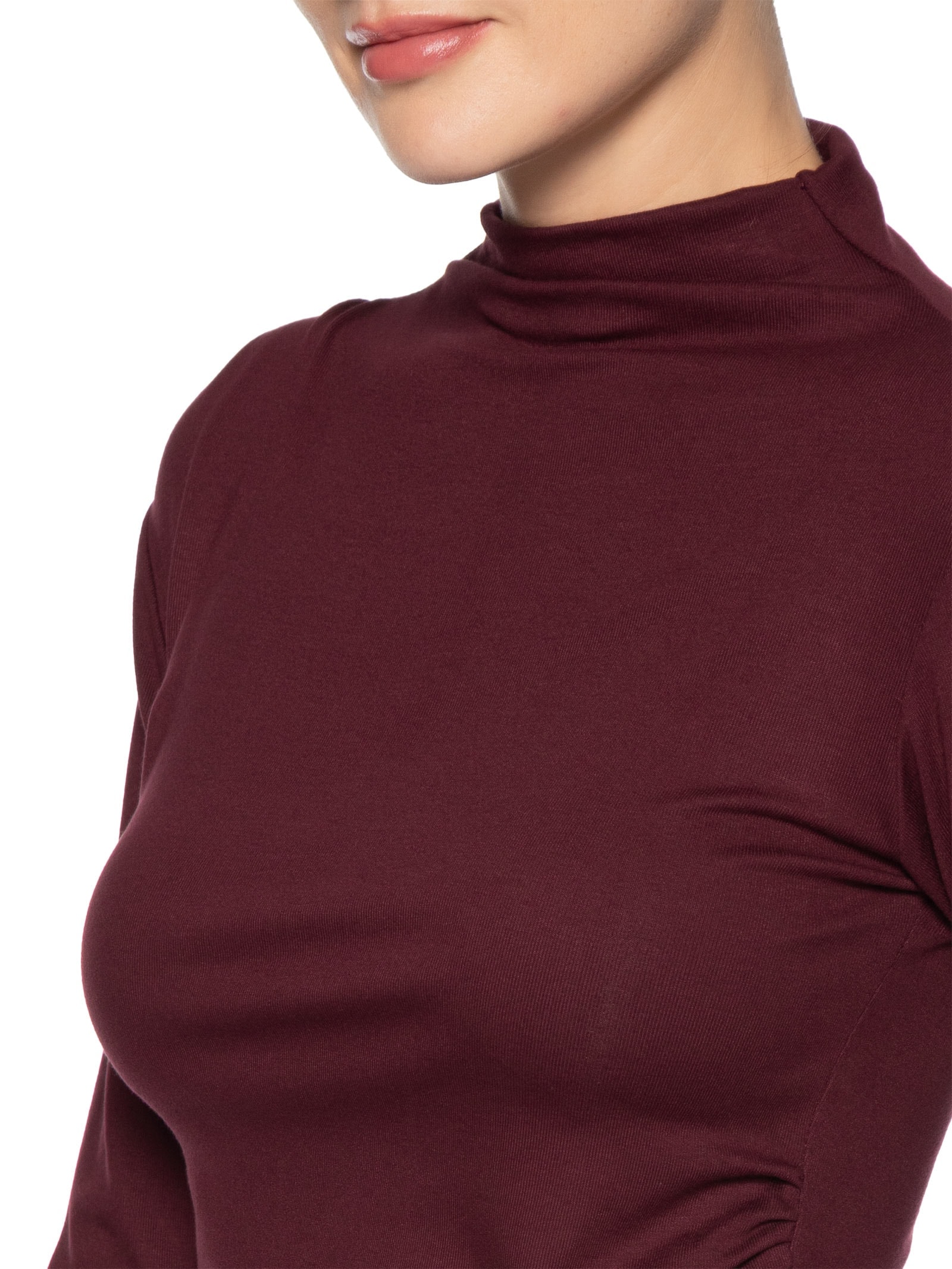 Blusa Feminina Gola Alta Manga Longa Vermelha Basiq
