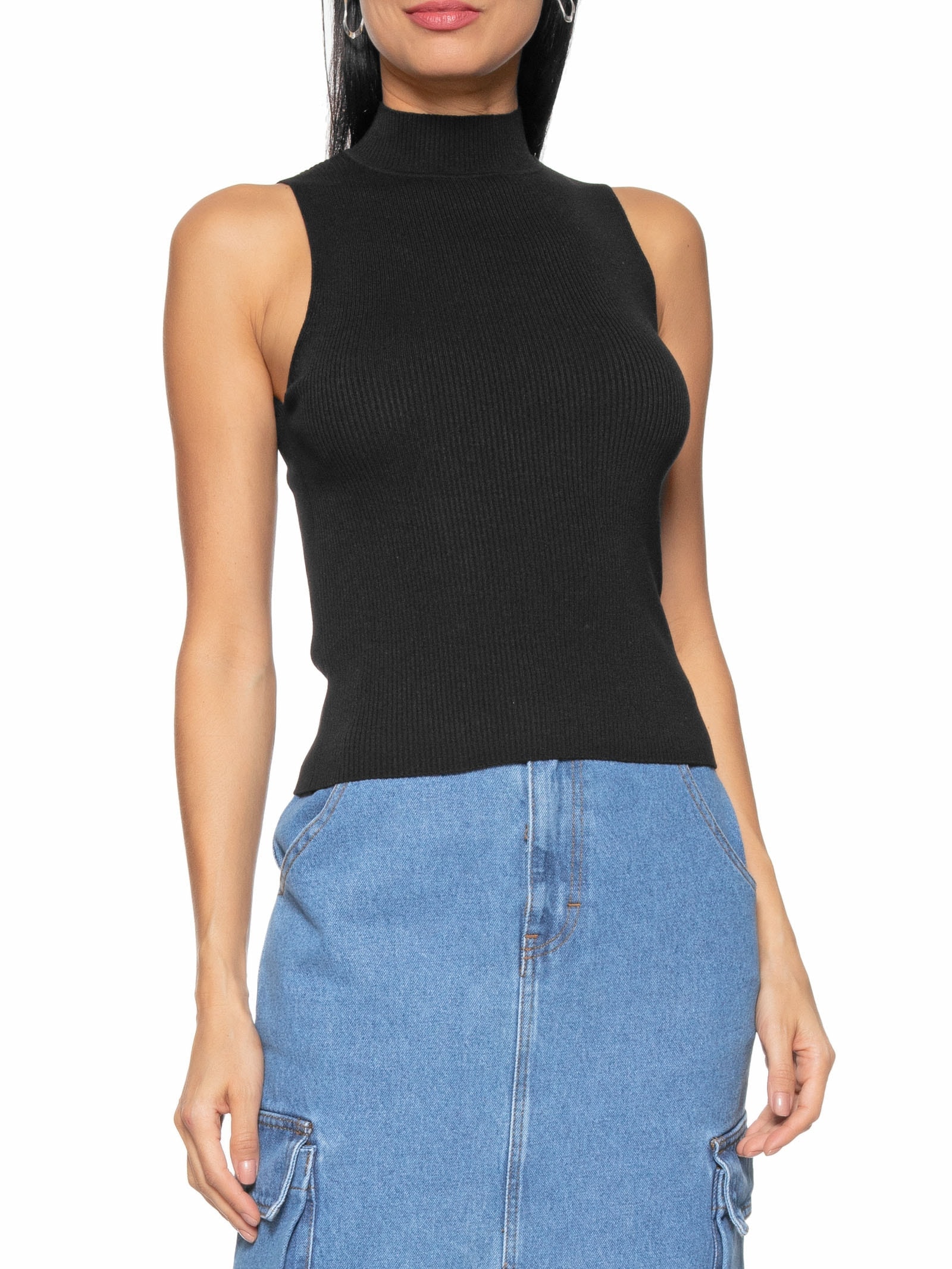 Blusa Feminina Gola Alta Preto Hering