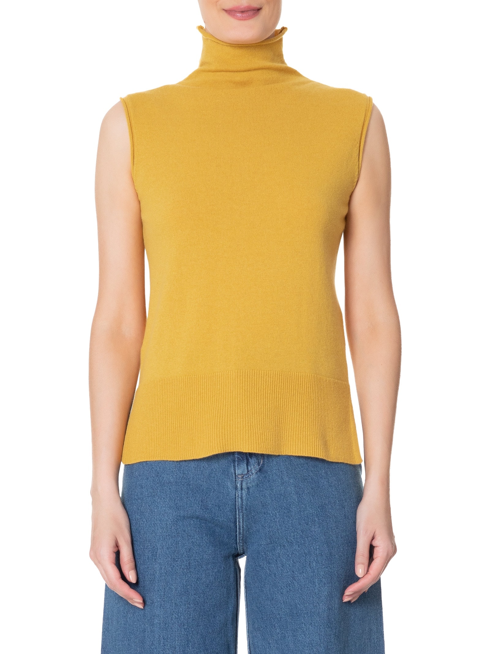 Blusa Feminina Gola Alta Puro Cashmere Amarelo '2Essential