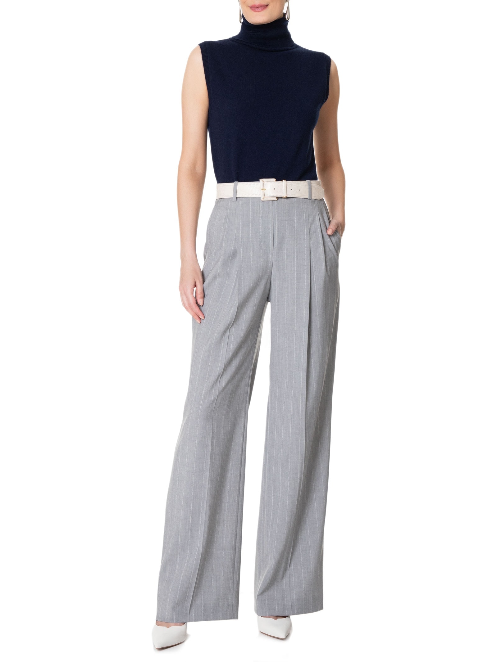 Blusa Feminina Gola Alta Puro Cashmere Azul '2Essential
