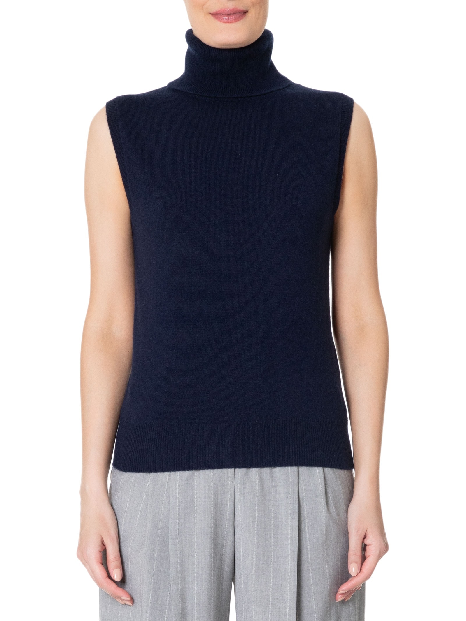 Blusa Feminina Gola Alta Puro Cashmere Azul '2Essential