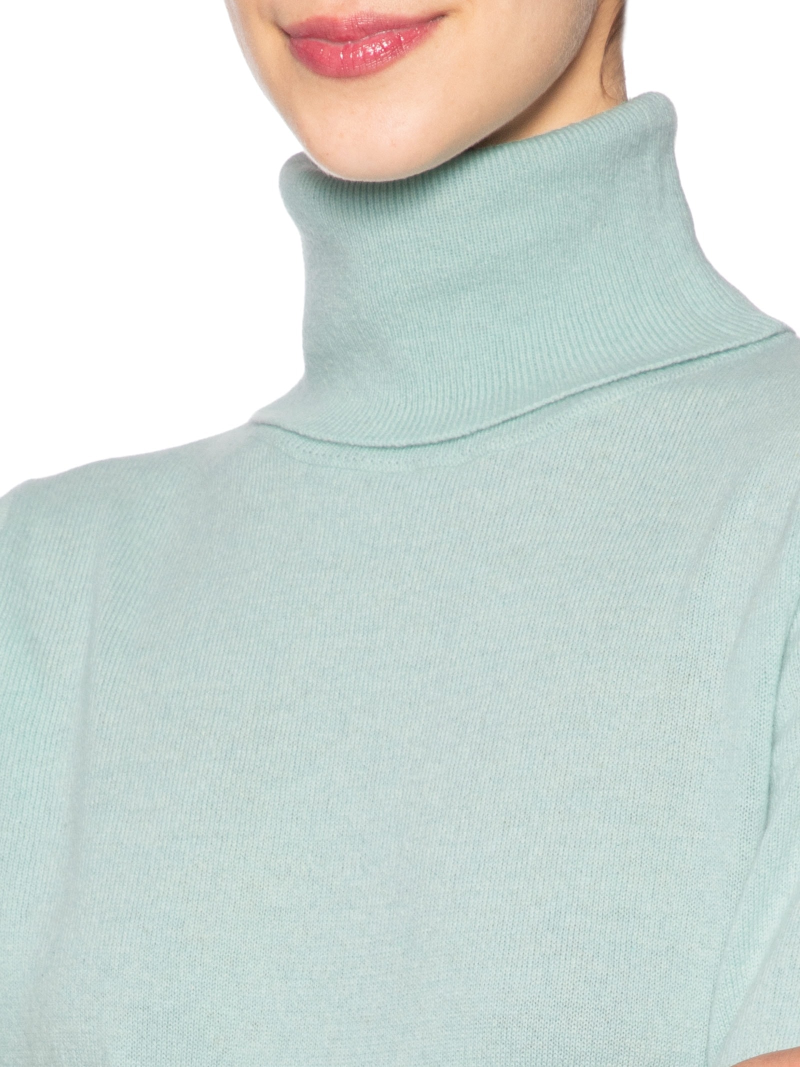Blusa Feminina Gola Alta Puro Cashmere Azul '2Essential