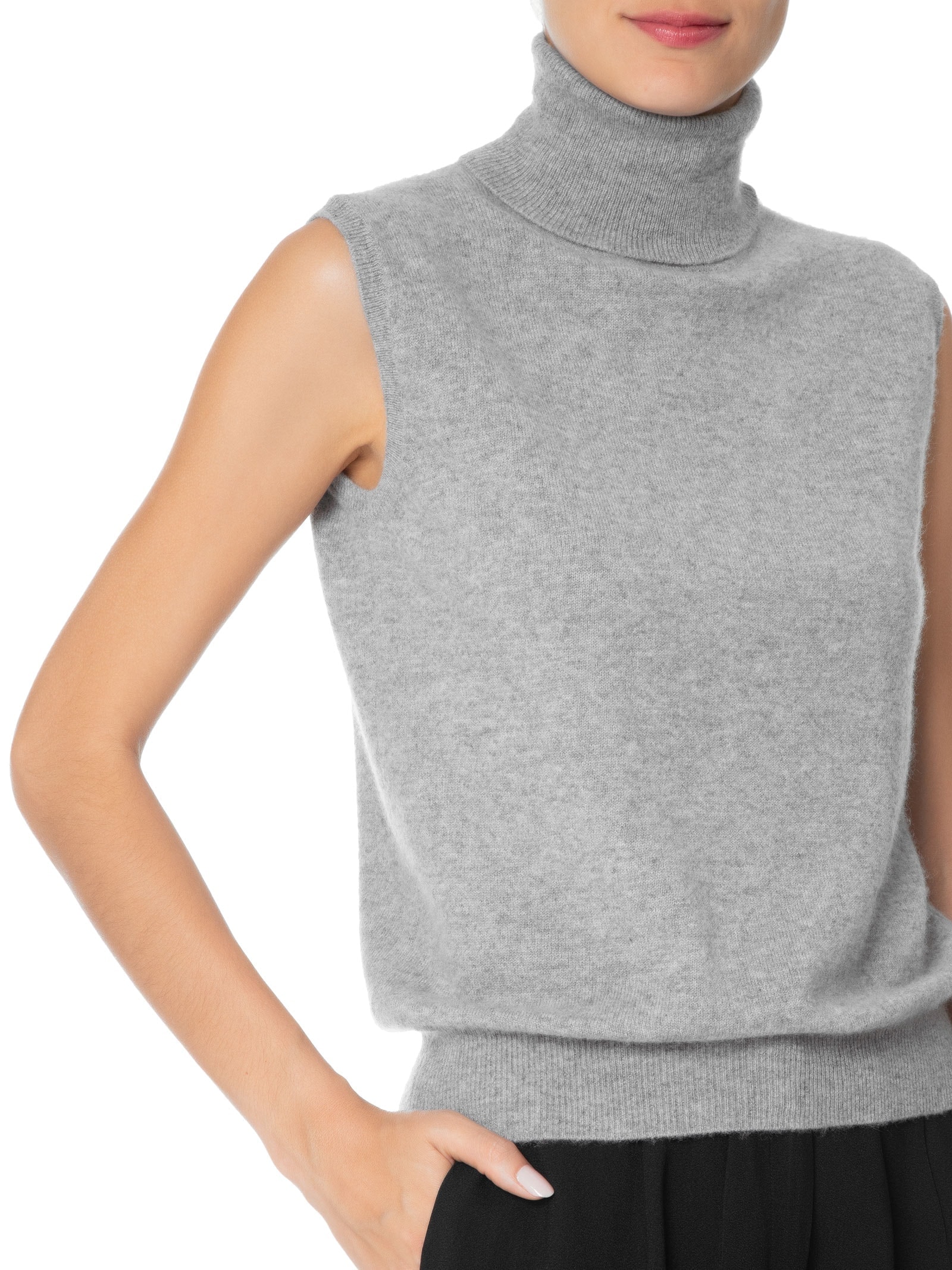 Blusa Feminina Gola Alta Puro Cashmere Cinza '2Essential