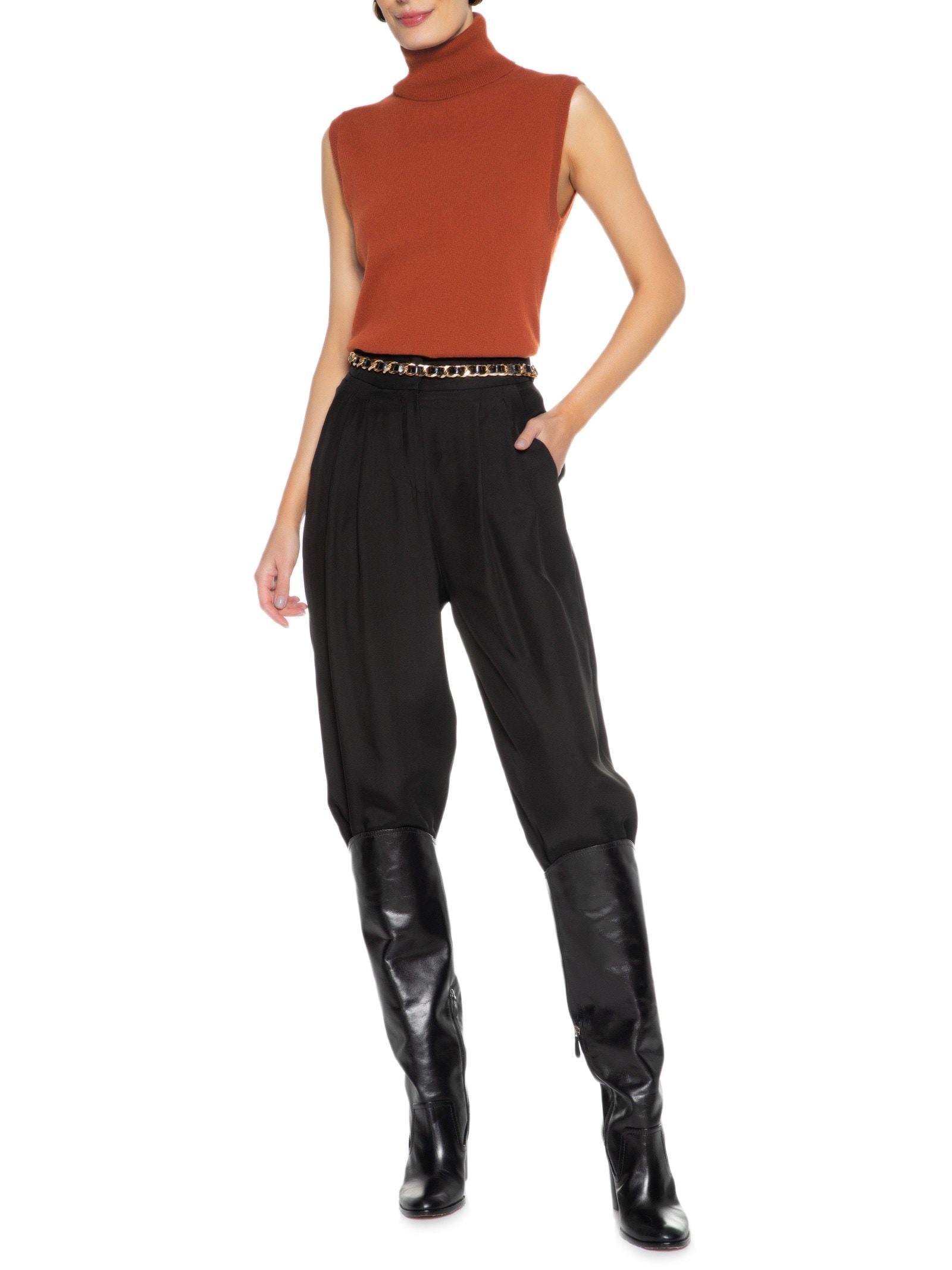 Blusa Feminina Gola Alta Puro Cashmere Marrom '2Essential