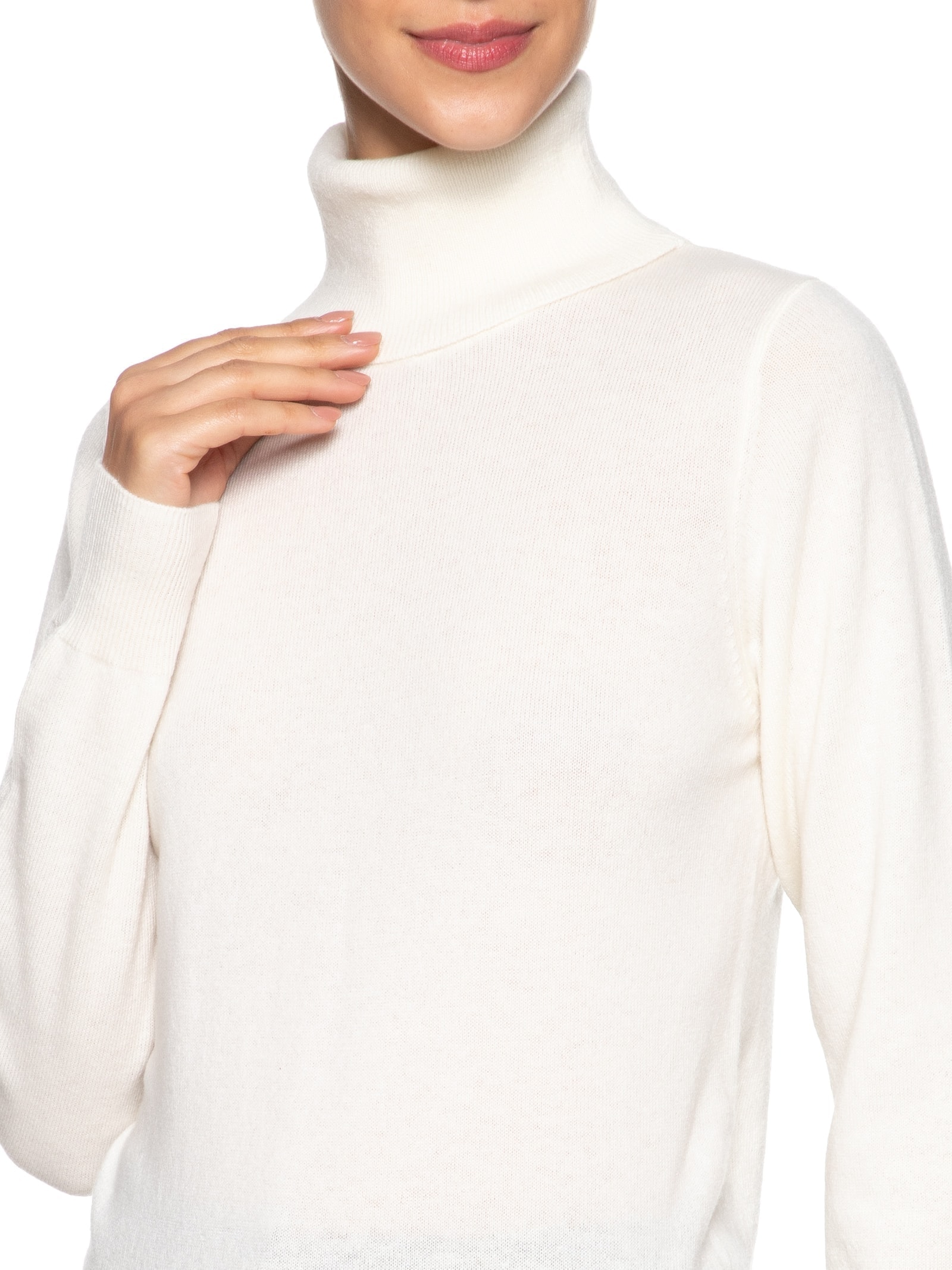 Blusa Feminina Gola Alta Puro Cashmere Off White '2Essential