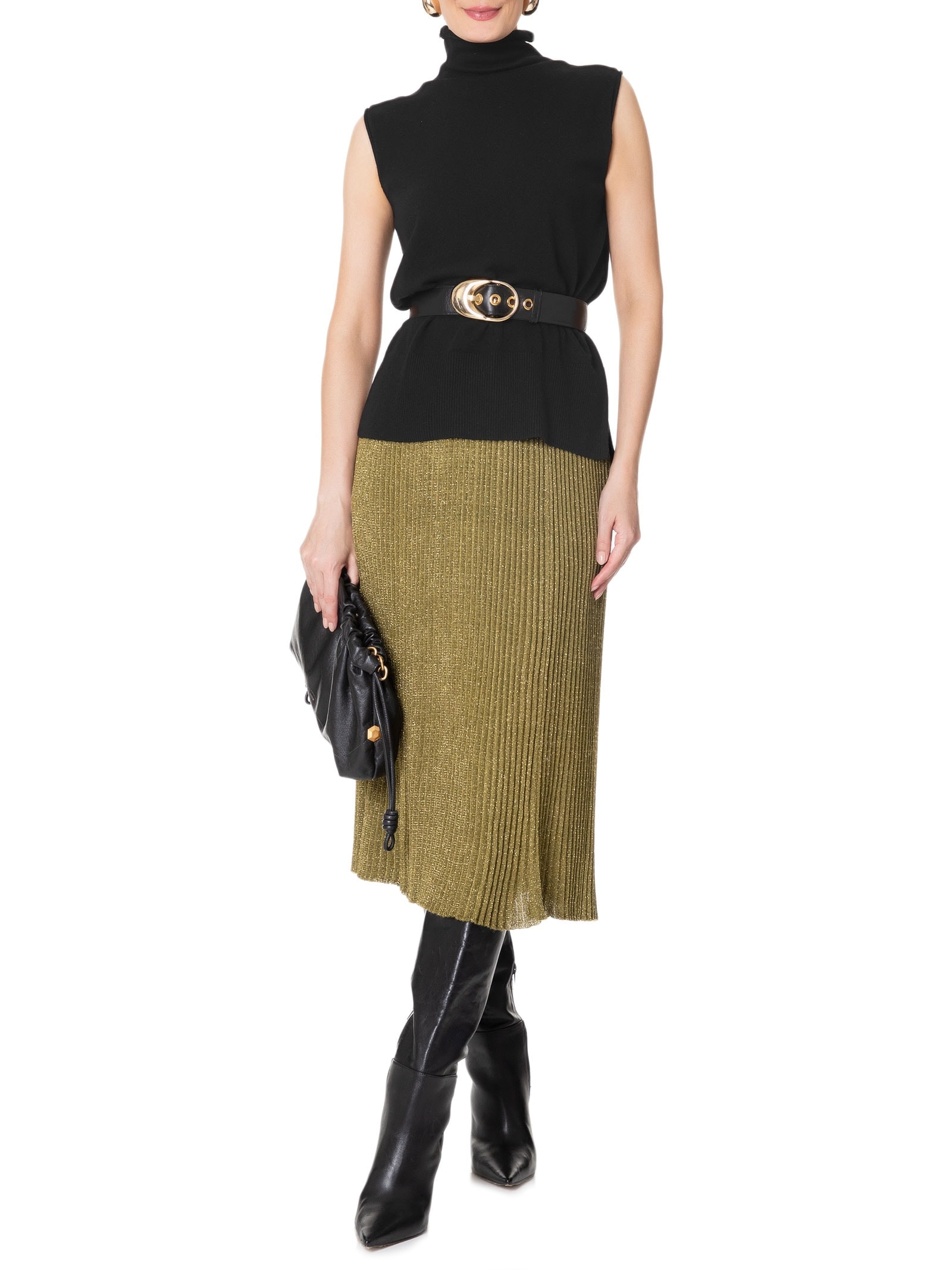 Blusa Feminina Gola Alta Puro Cashmere Preto '2Essential