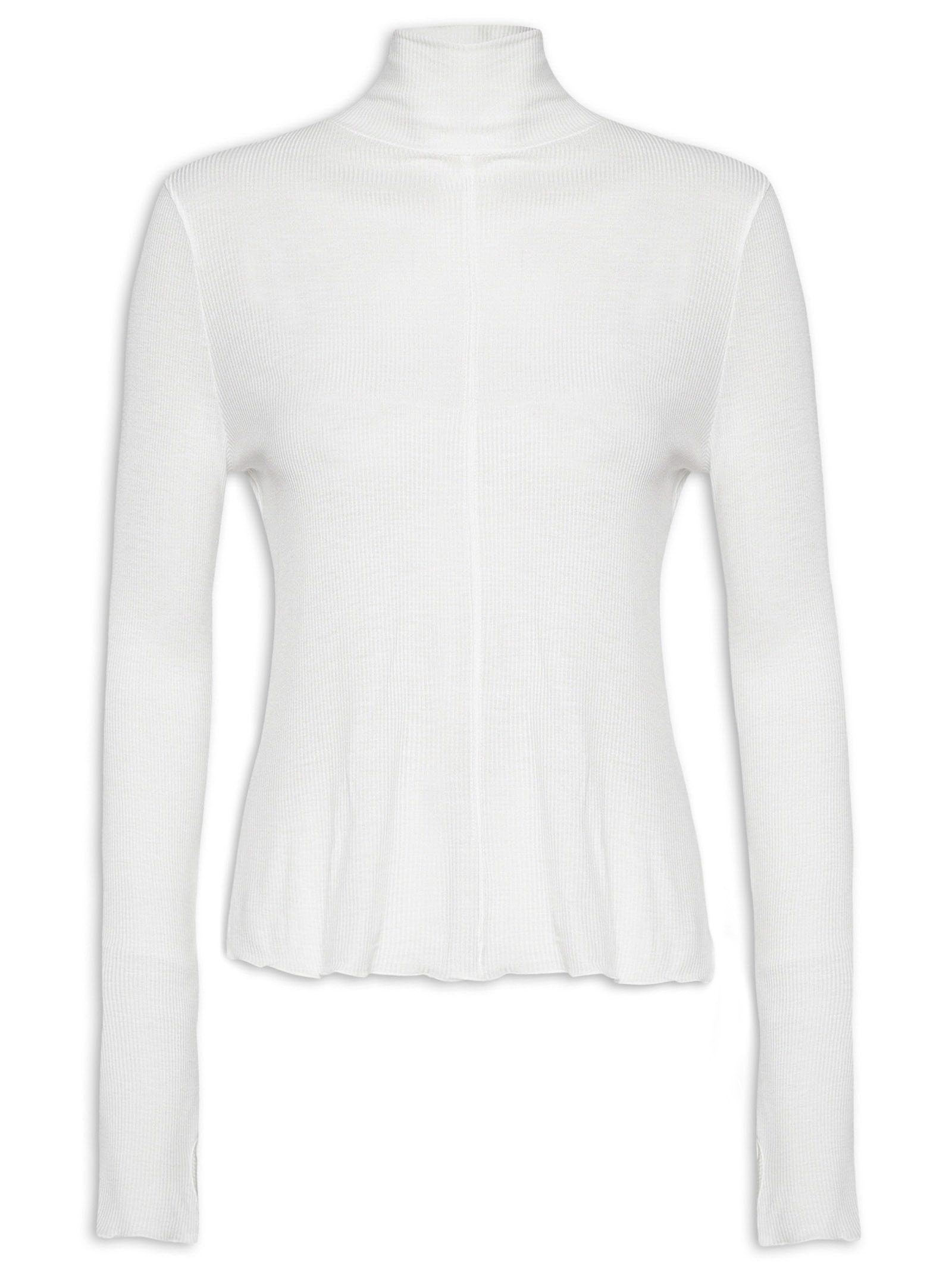 Blusa Feminina Gola Alta Recorte Central Off White Animale Jeans