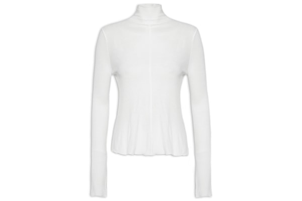 Blusa Feminina Gola Alta Recorte Central - Off White
