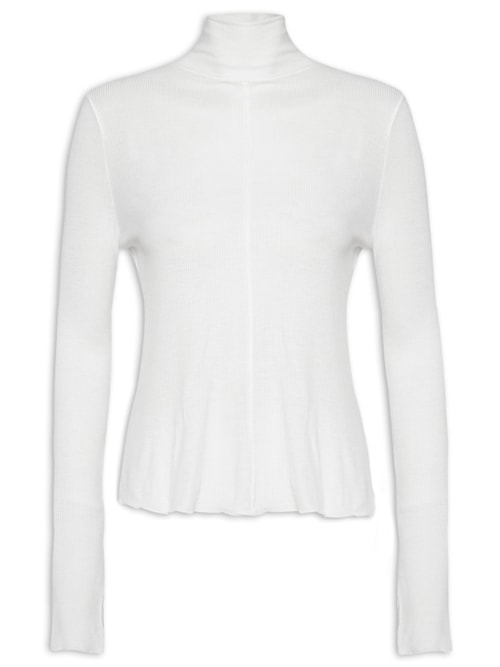 Blusa Feminina Gola Alta Recorte Central – Off White